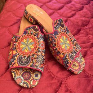 Embassy London 42Euro Multicolor  Rainbow leather slide block heel  Sandal